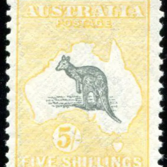 1915/28 3rd Watermark 5/- grey & pale yellow with ...