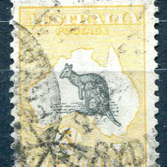 1915/28 3rd Watermark 5/- grey & pale yellow with ...