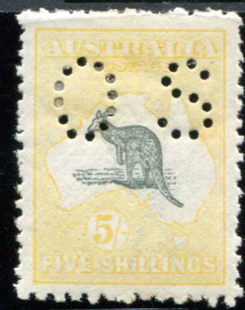 1915/28 3rd Watermark 5/- grey & pale yellow ... Image 1++