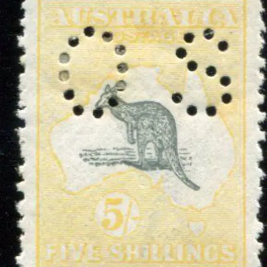 1915/28 3rd Watermark 5/- grey & pale yellow ...