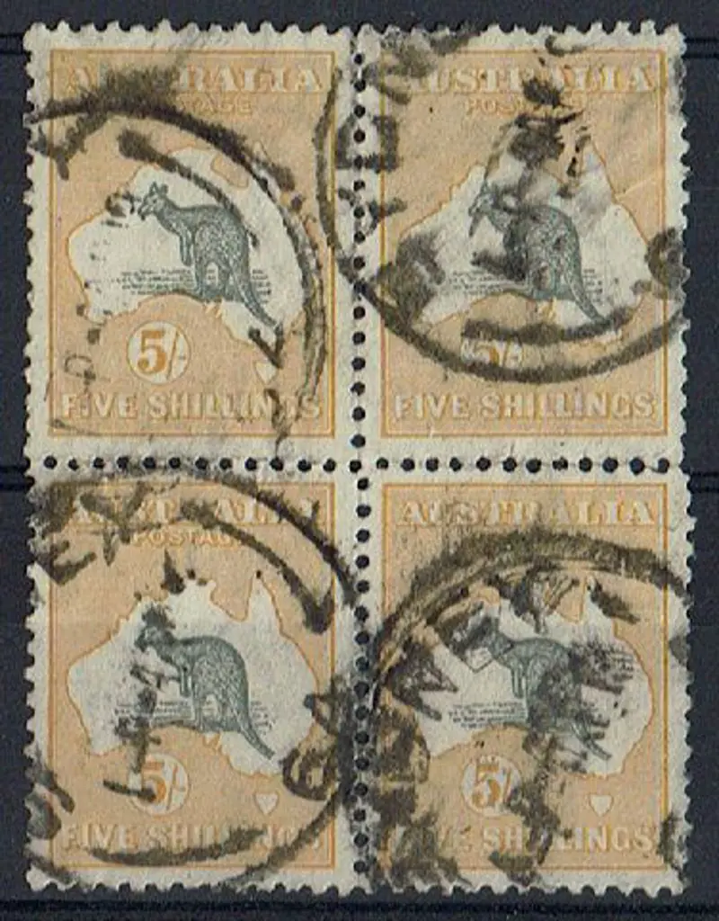 1915/28 3rd Watermark 5/- grey black & yellow ... Image 1++