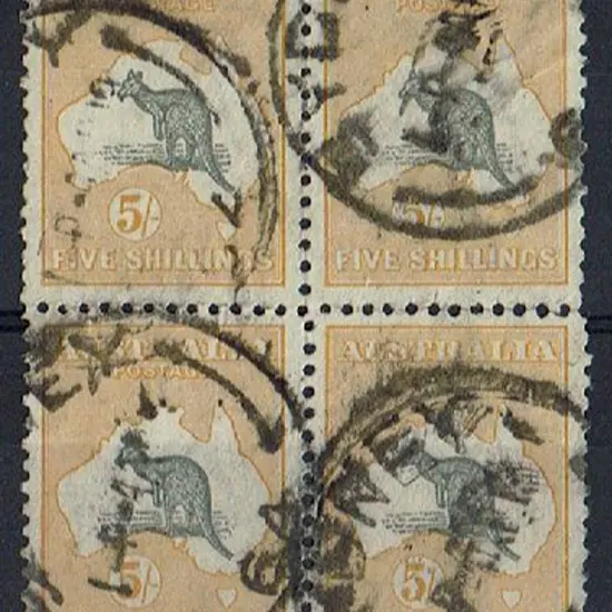 1915/28 3rd Watermark 5/- grey black & yellow ...
