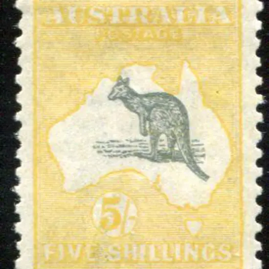 1915/28 3rd Watermark 5/- grey-black & pale yellow ...