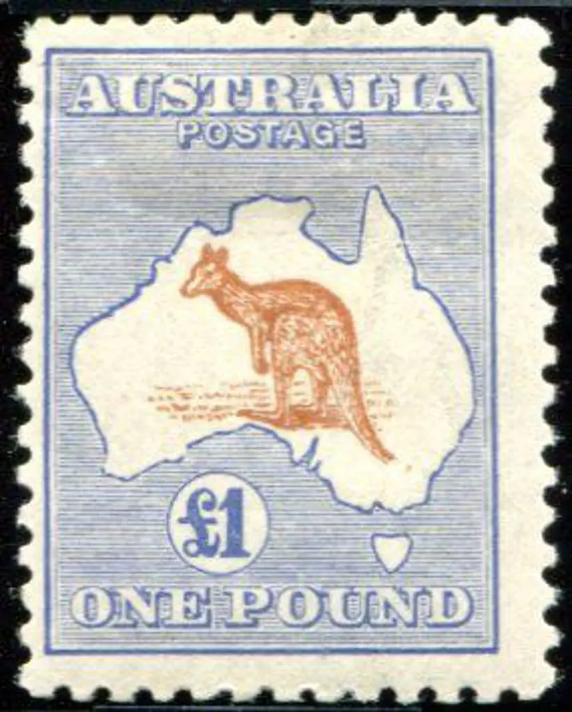 1915/28 3rd Watermark £1 chestnut & blue. MLH with ... Image 1++