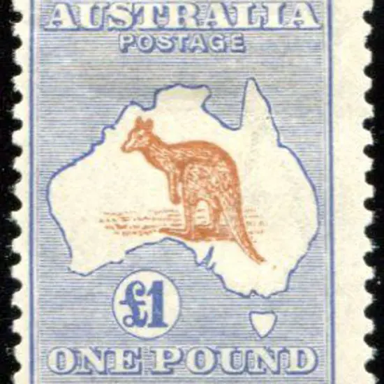 1915/28 3rd Watermark £1 chestnut & blue. MLH with ...
