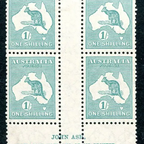 1929/30 Small Multiple Watermark 1/- blue-green ...