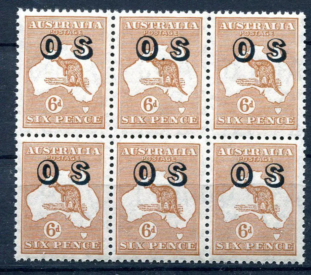 1931-47 CofA Watermark 6d chestnut ovptd "OS" in ... Image 1++