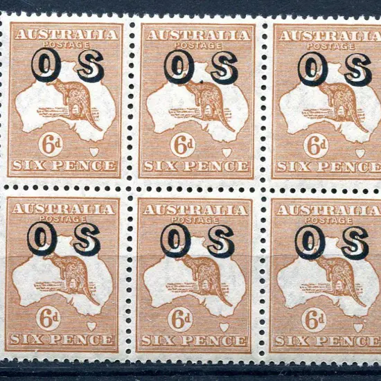 1931-47 CofA Watermark 6d chestnut ovptd "OS" in ...