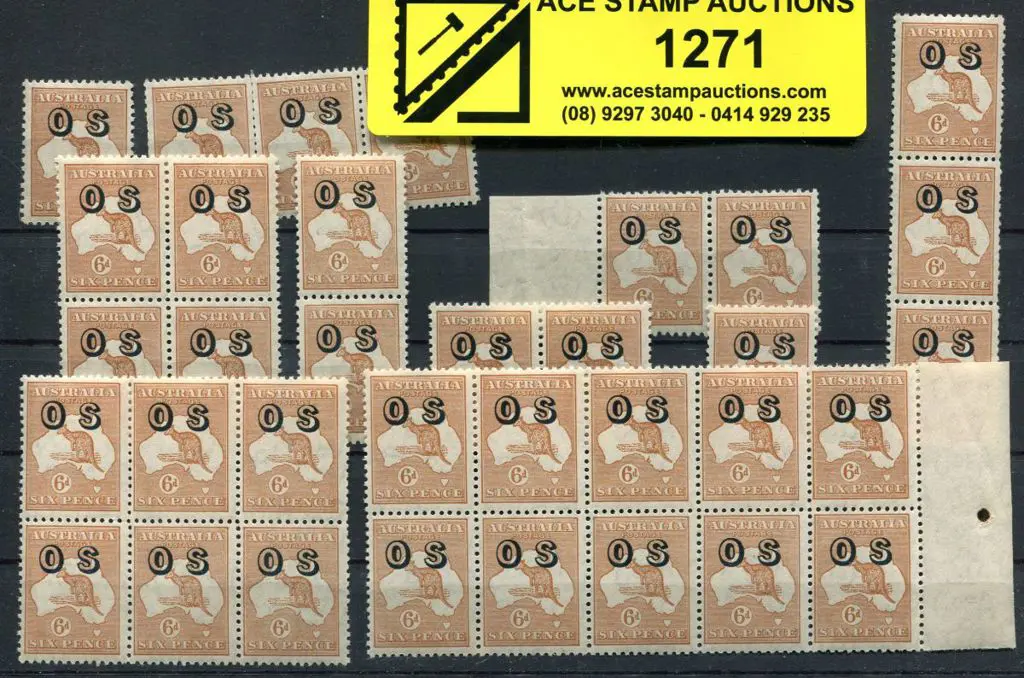 1931-47 CofA Watermark 6d chestnut ovptd "OS" in ... Image 1++