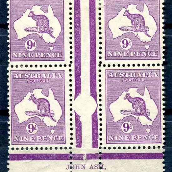 1931-47 CofA Watermark 9d violet in John Ash "N ...