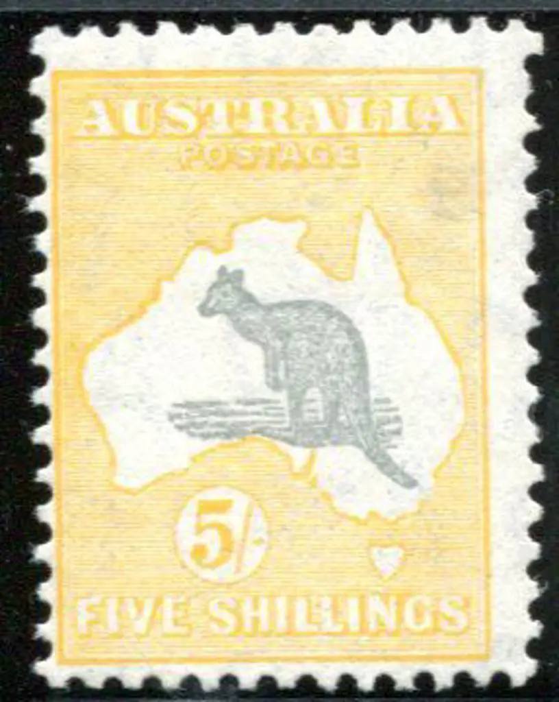1931-47 CofA Watermark 5/- grey & yellow-buff with ... Image 1++