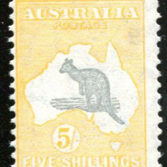 1931-47 CofA Watermark 5/- grey & yellow-buff with ...