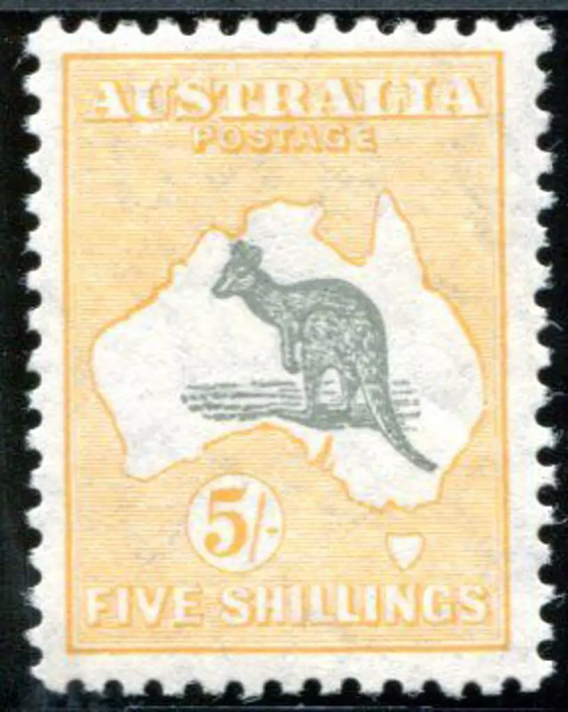 1931-47 CofA Watermark 5/- grey & yellow-orange ... Image 1++