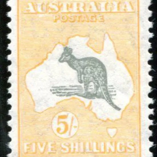 1931-47 CofA Watermark 5/- grey & yellow-orange ...