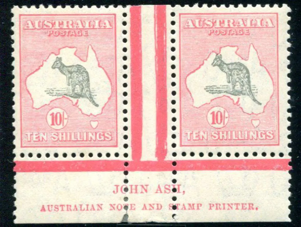 1931-47 CofA Watermark 10/- grey & pink John Ash ... Image 1++