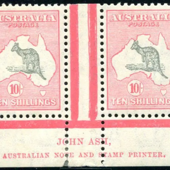 1931-47 CofA Watermark 10/- grey & pink John Ash ...