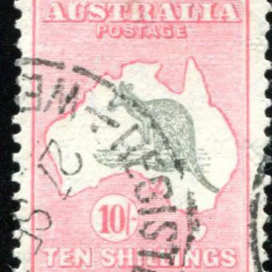 1931-47 CofA Watermark 10/- grey & pink with ...