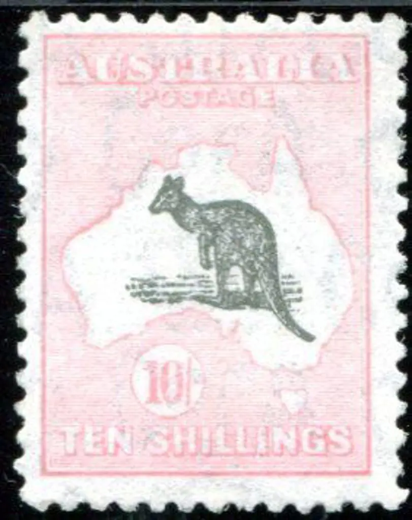 1931-47 CofA Watermark 10/- dark grey & aniline ... Image 1++