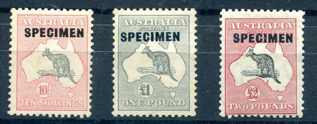 1931-47 CofA Watermark 10/-, £1 & £2 ovptd ... Image 1++