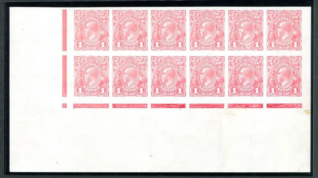 Imperforate Plate Proof of 1d carmine rose Plate ... Image 1++