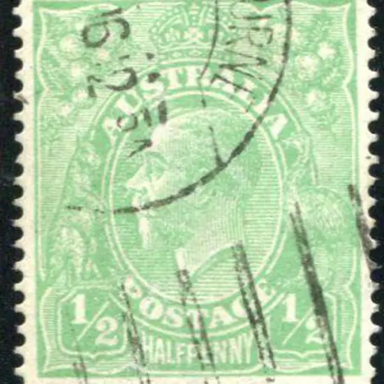 1914-20 Single Watermark ½d green, single line ...