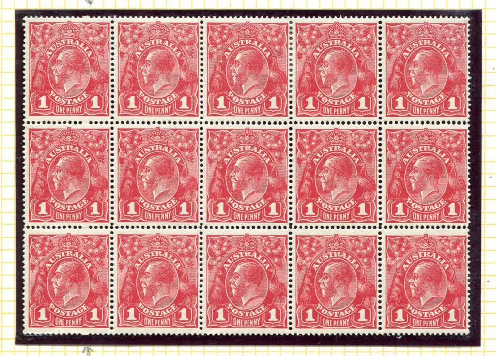 1914-20 Single Watermark 1d carmine-red, G10 pane ... Image 1++