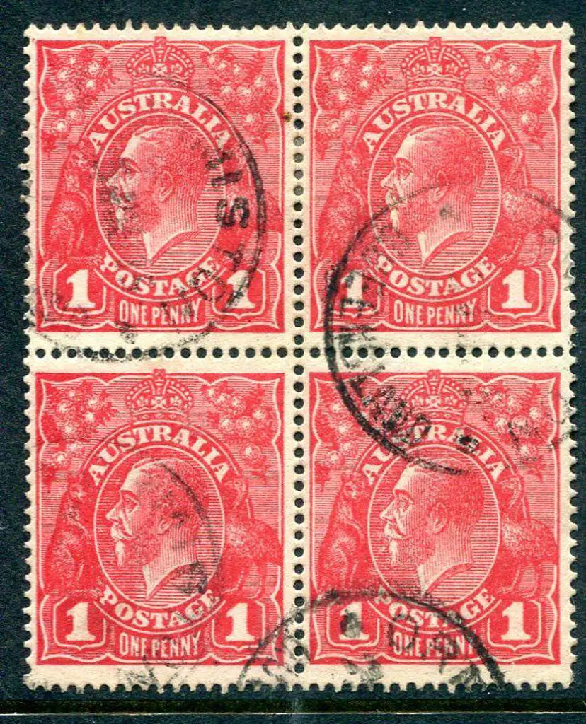 1914-20 Single Watermark 1d reddish-pink aniline ... Image 1++