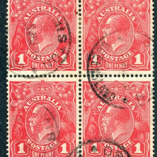 1914-20 Single Watermark 1d reddish-pink aniline ...