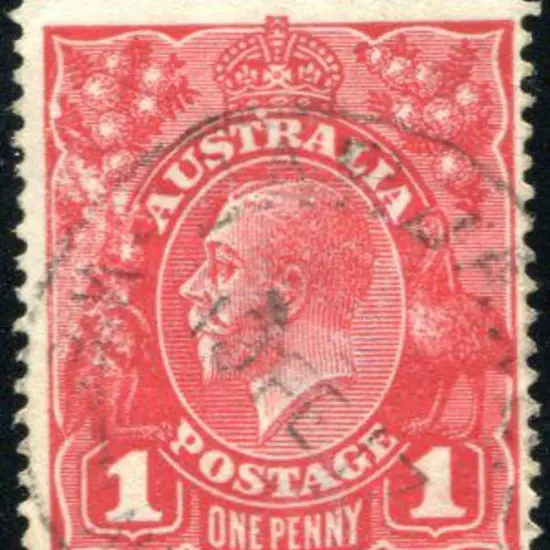 1914-20 Single Watermark 1d deep scarlet ...