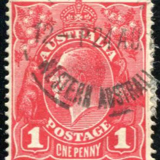1914-20 Single Watermark 1d scarlet red (G17) with ...