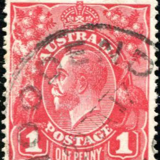 1914-20 Single Watermark 1d scarlet with "rusted ...