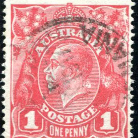 1914-20 Single Watermark 1d scarlet with "rusted ...