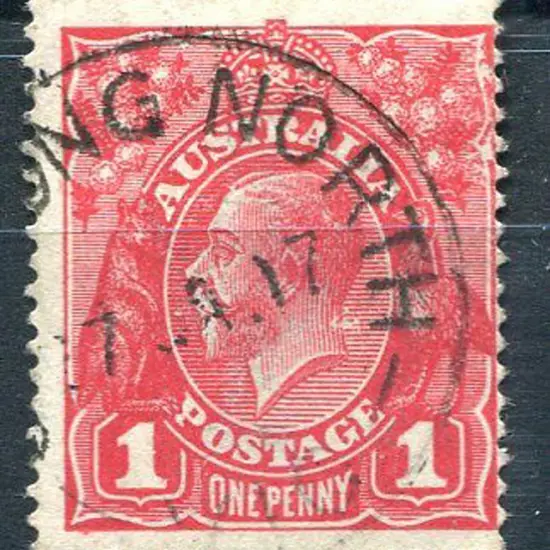 1914-20 Single Watermark 1d scarlet aniline, G18 ...