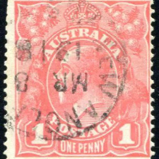 1914-20 Single Watermark 1d salmon Eosin, G27. F/U ...