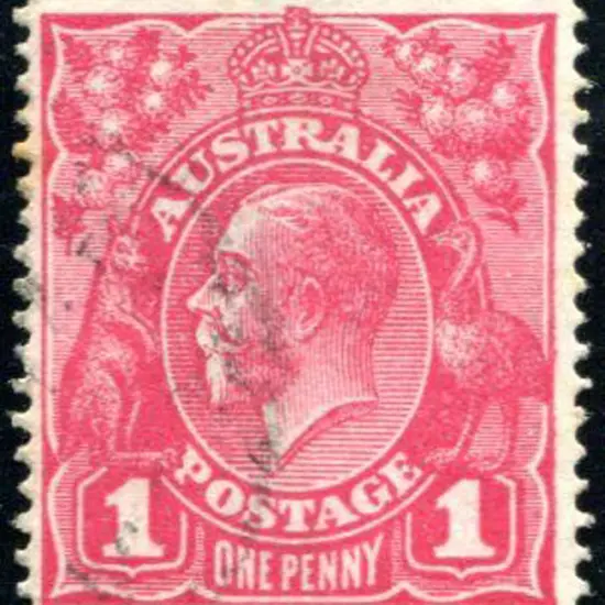 1914-20 Single Watermark 1d carmine pink, G29, ...