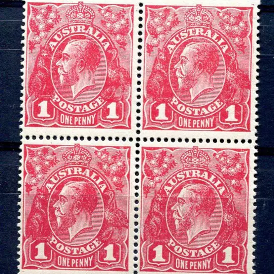 1914-20 Single Watermark 1d deep carmine rose ...
