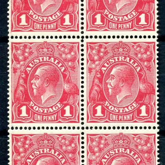 1914-20 Single Watermark 1d carmine red G31 plate ...