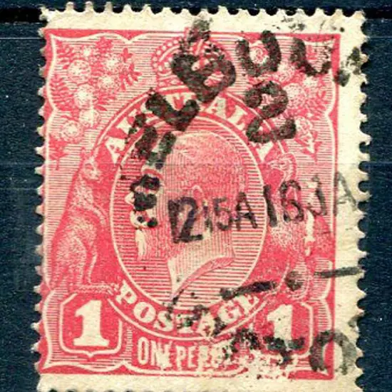 1914-20 Single Watermark 1d carmine red with ...