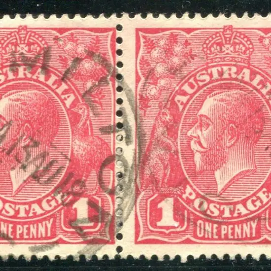 1914-20 Single Watermark 1d carmine red, Die II, ...