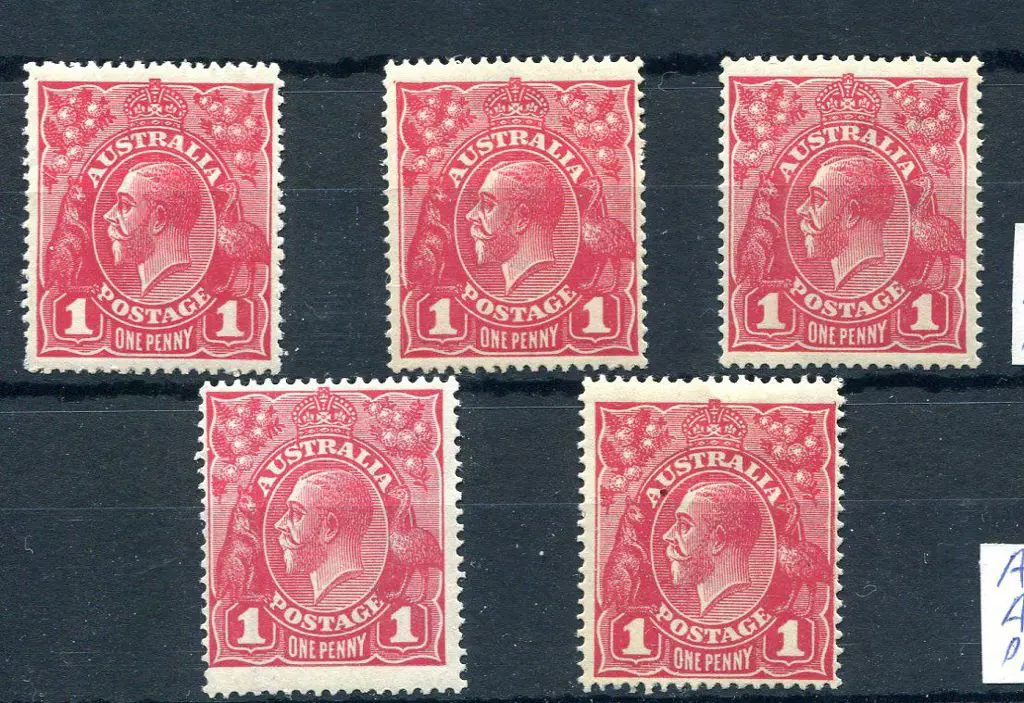 1914-20 Single Watermark 1d carmine aniline G33 x ... Image 1++