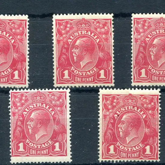 1914-20 Single Watermark 1d carmine aniline G33 x ...