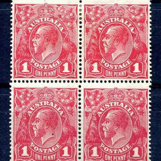 1914-20 Single Watermark 1d deep carmine ...
