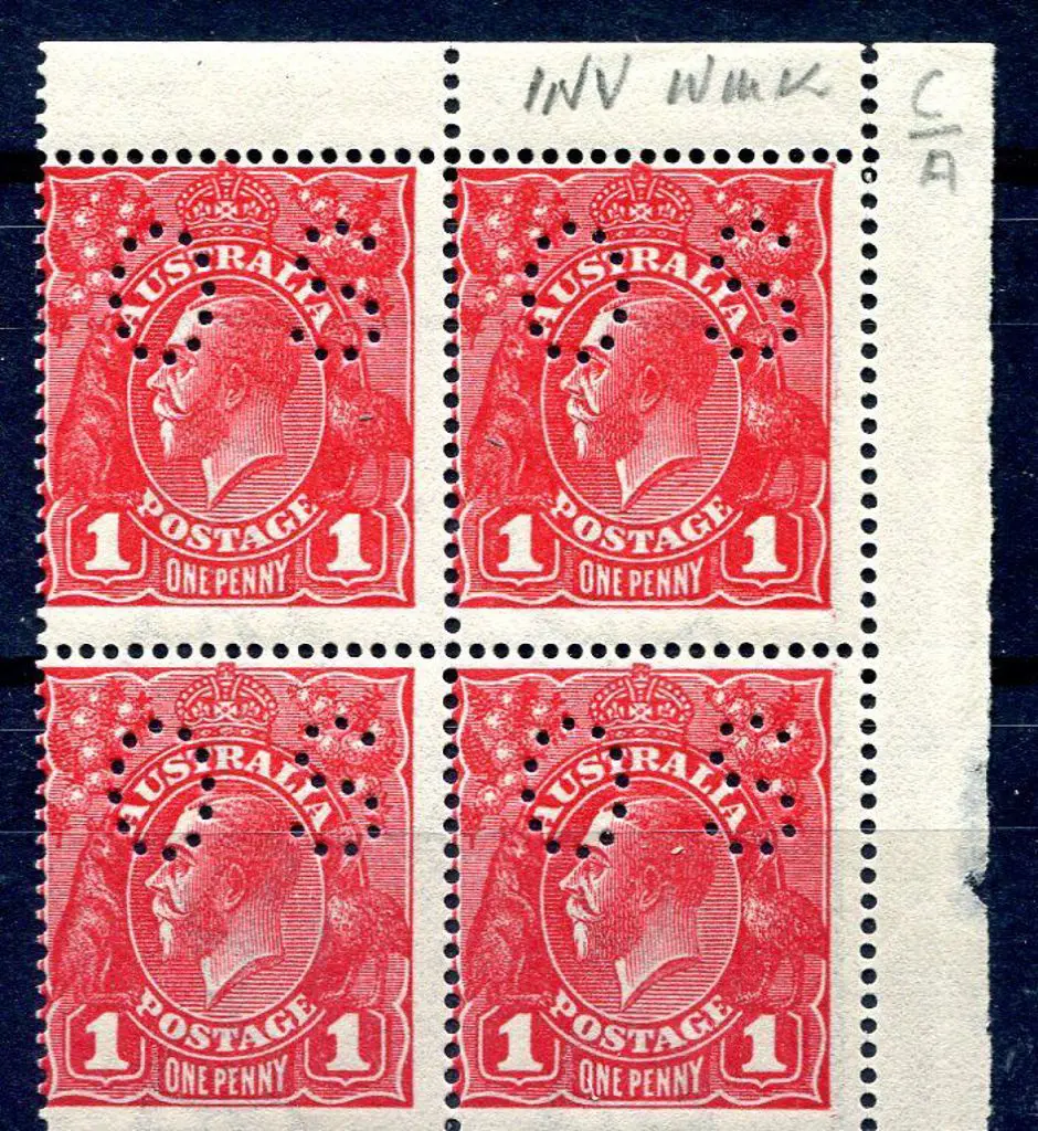 1914-20 Single Watermark 1d deep scarlet aniline ... Image 1++