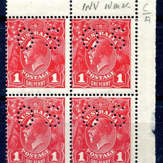 1914-20 Single Watermark 1d deep scarlet aniline ...