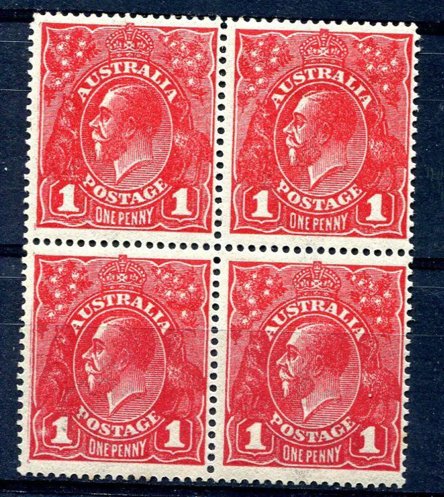 1914-20 Single Watermark 1d deep scarlet aniline ... Image 1++