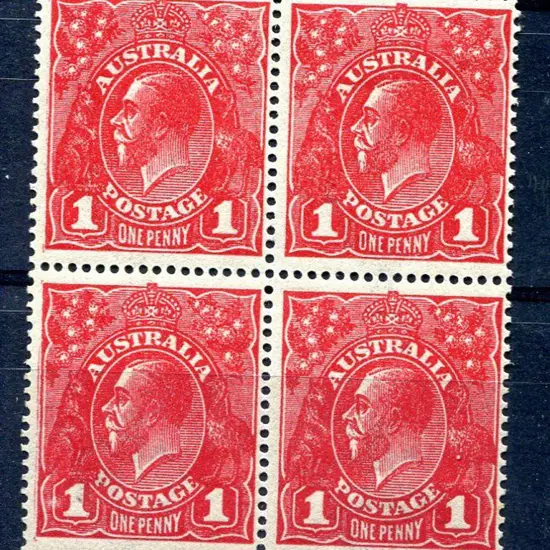 1914-20 Single Watermark 1d deep scarlet aniline ...