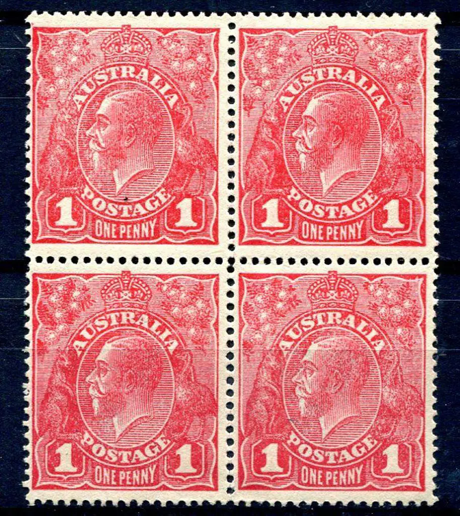 1914-20 Single Watermark 1d carmine rough paper ... Image 1++