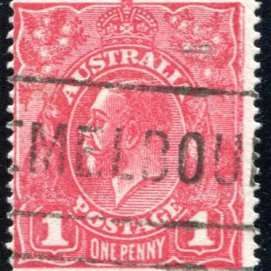1914-20 Single Watermark 1d carmine rough paper ...