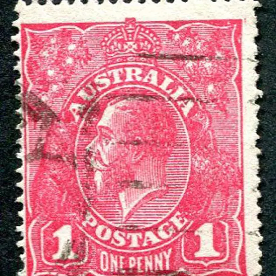 1914-20 Single Watermark 1d deep rosine, G70, with ...