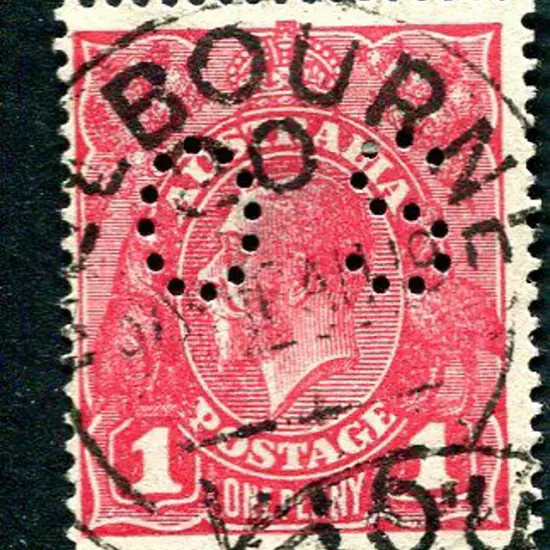 1914-20 Single Watermark 1d plum, G71 perfined ...